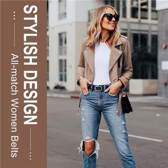 3 Pack Women's Belts for Jeans Pants Fashion Gold Buckle Ladies Dress - Picture 2 of 5